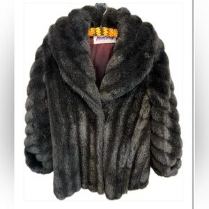 Black Faux Fur Coat (Vintage) by MONTEREY SZ 10